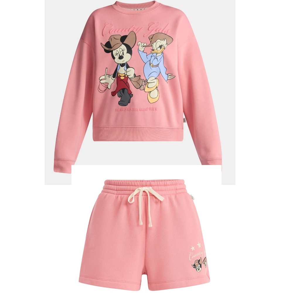 BRAND NEW Disney Women's Minnie Mouse/Daisy Graphic Sweatshirt+Shorts Set XXS/XS